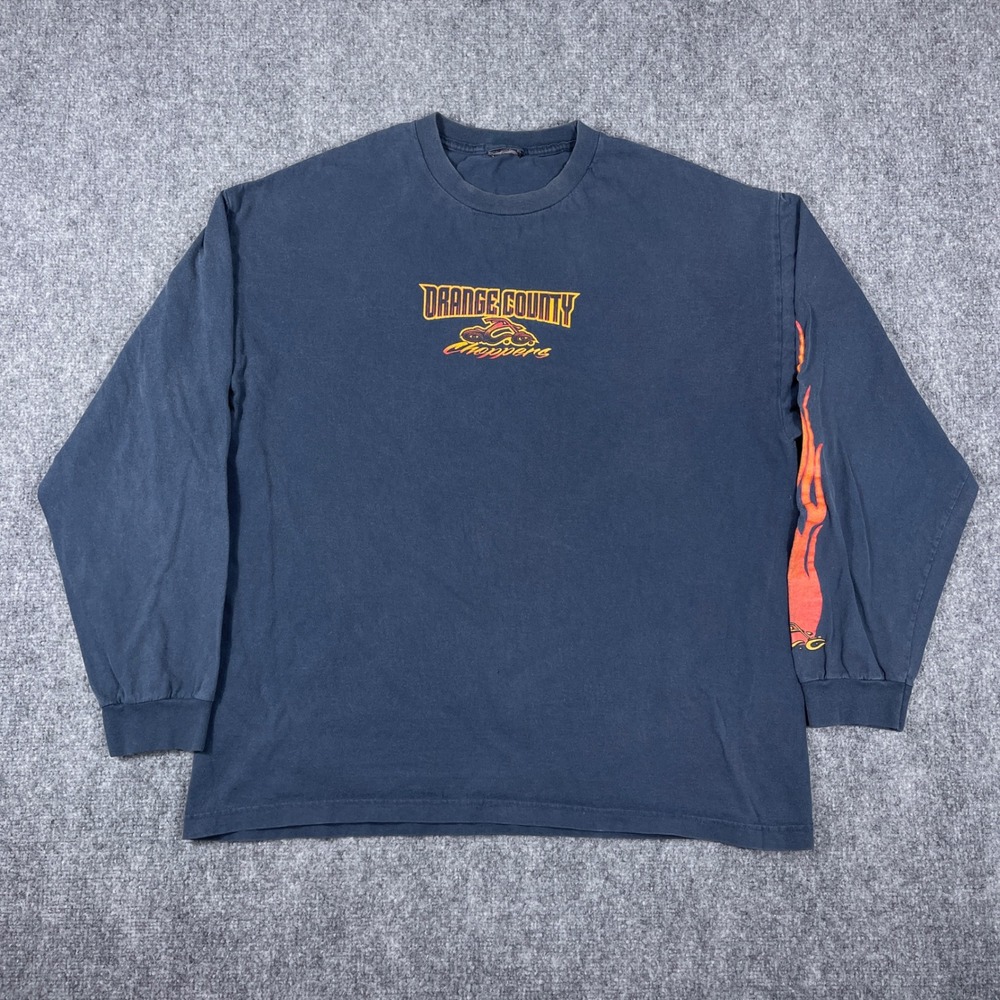 Vintage Orange County Choppers Long Sleeve Shirt Mens XL Black Flame Graphic